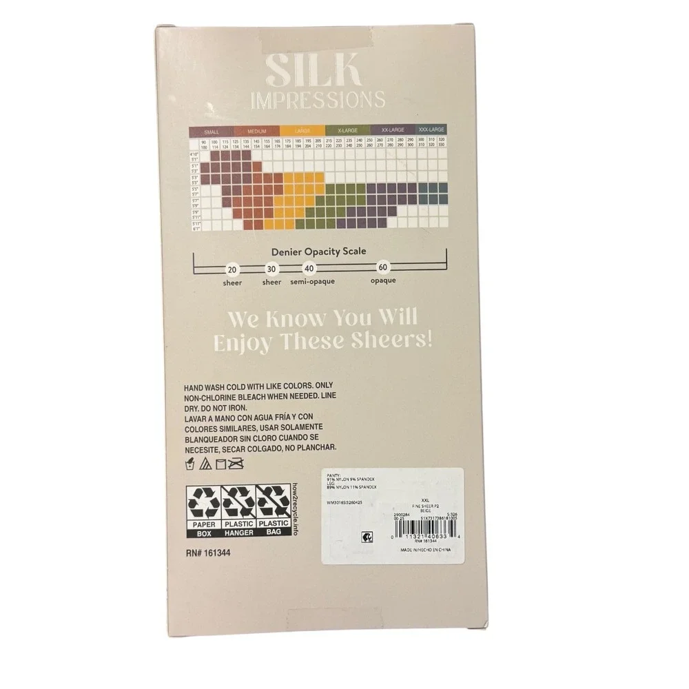 Silk Impressions Ultra Fine Sheer Pantyhose 2-Pair XXL Beige 15‎ Denier Control